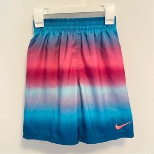 Nike Swim Breaker Big Kids Blue Pink Ombre Stripe Brief-Lined Volley Shorts S